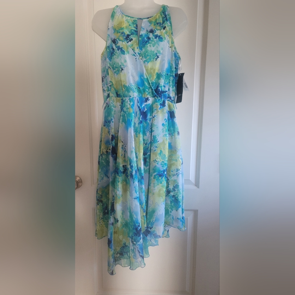 Blue and Green Floral Dress